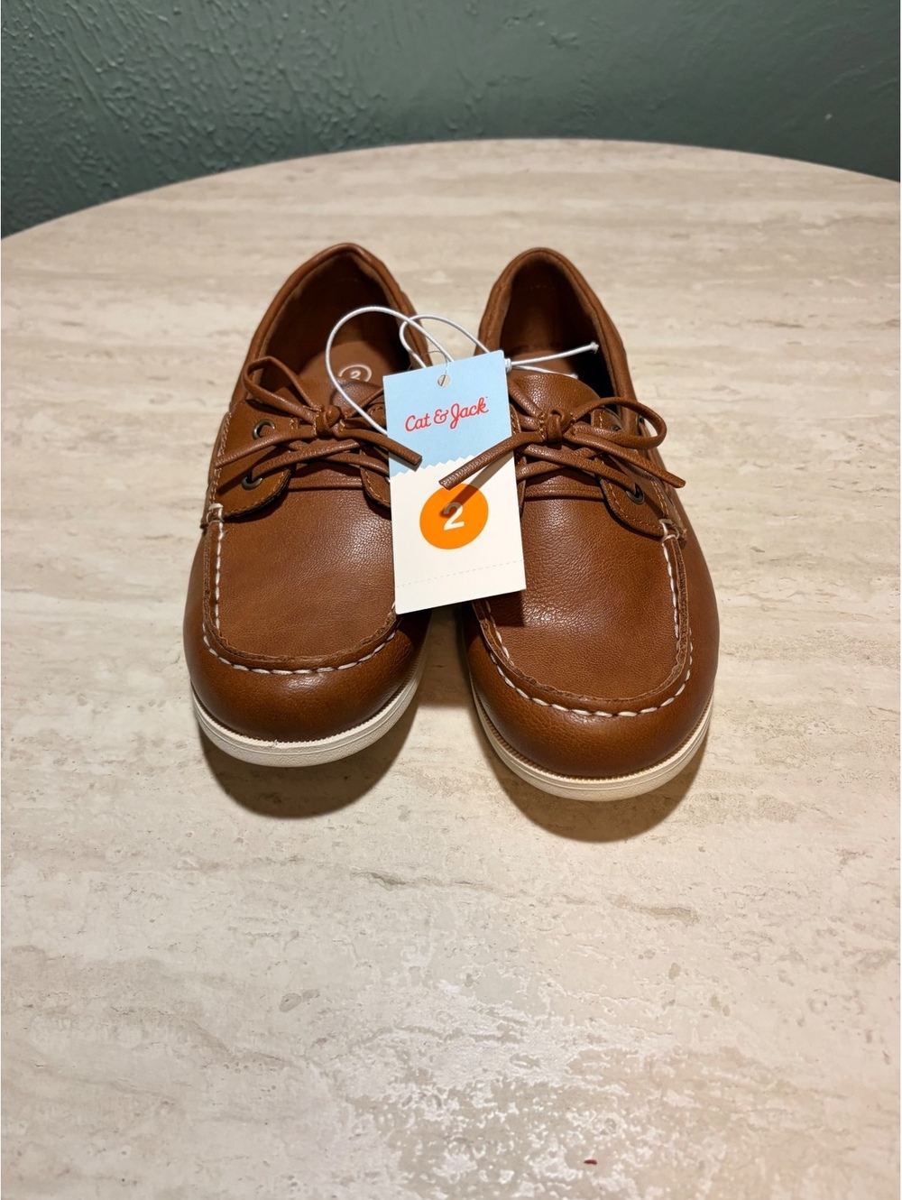 Cat & Jack Boys' Brown Boat Shoes Size 2